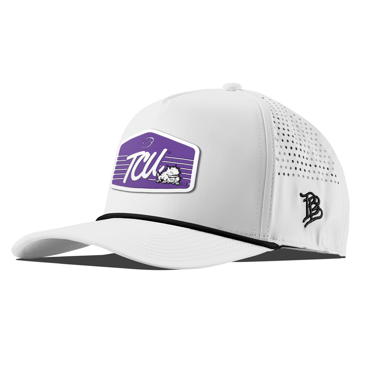 Texas Christian University "Horned Frogs Football" Curved 5 Panel Rope White