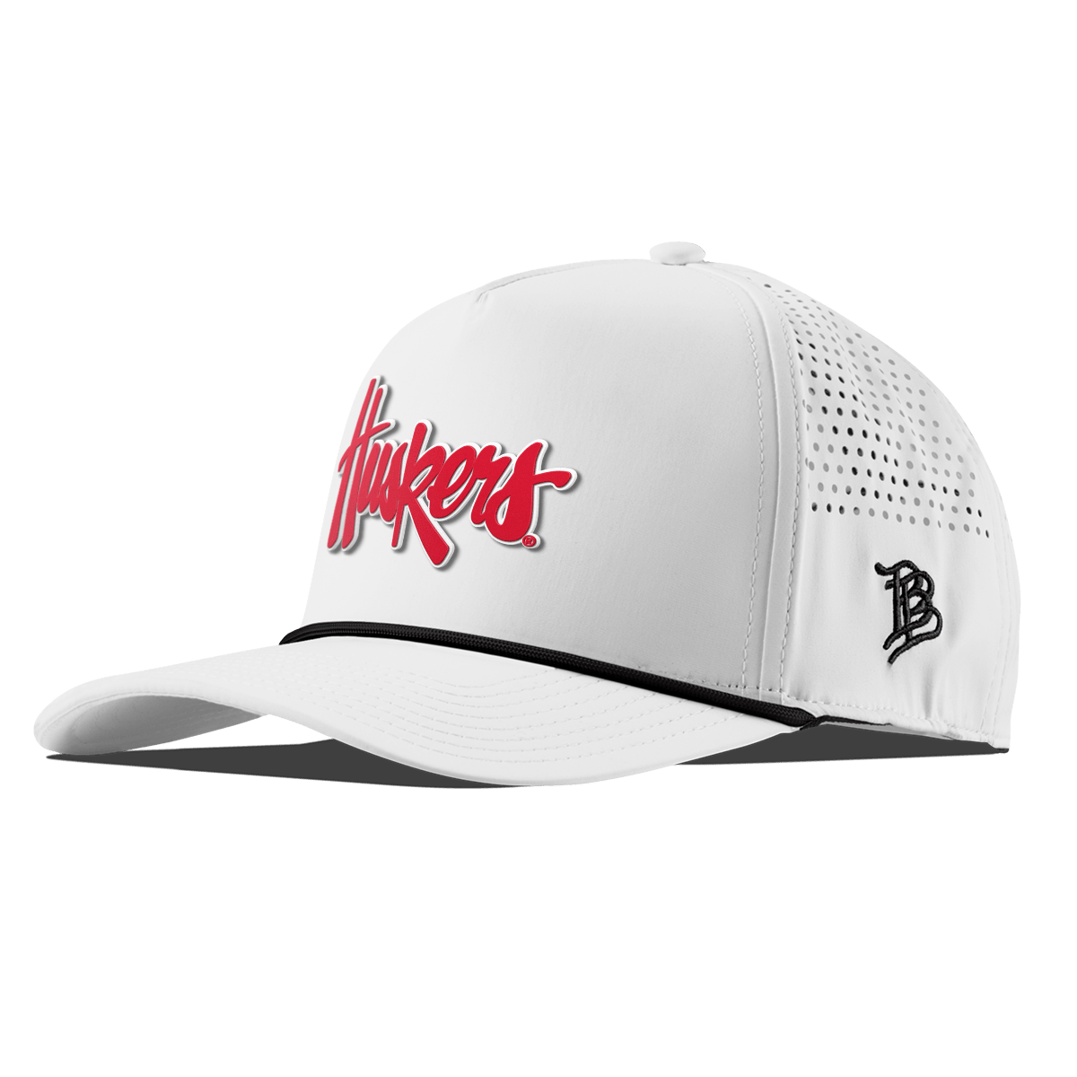 University of Nebraska "Huskers Script" Curved 5 Panel Rope White