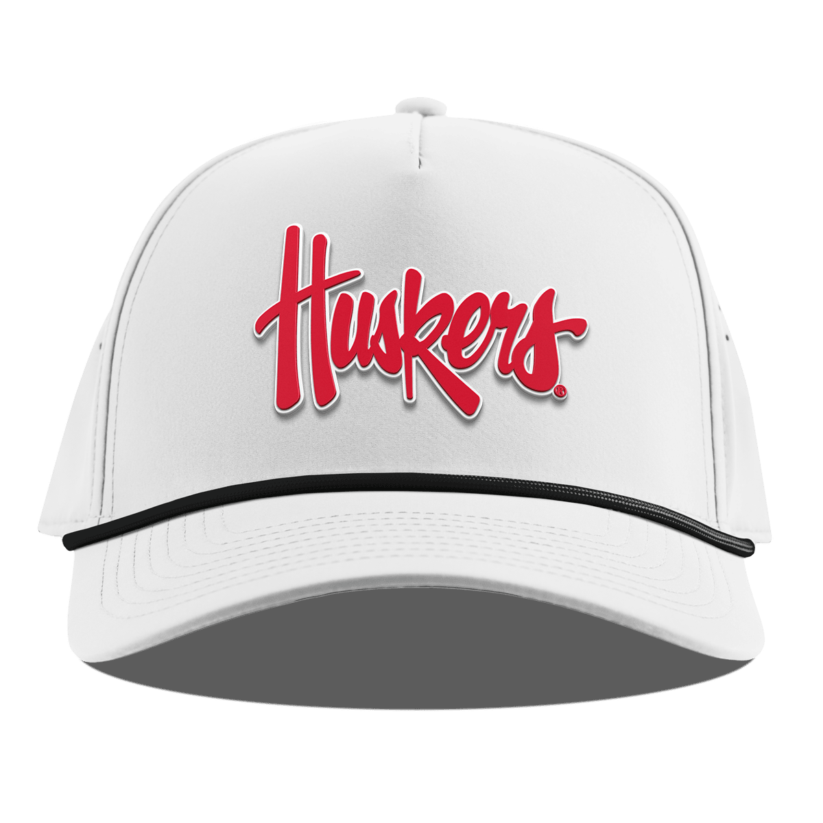 University of Nebraska "Huskers Script" Curved 5 Panel Rope White