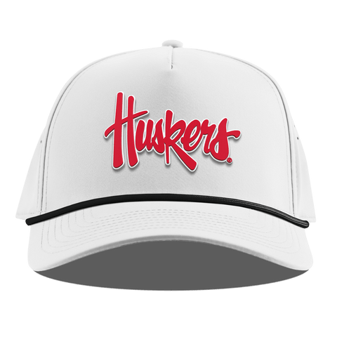 University of Nebraska "Huskers Script" Curved 5 Panel Rope White