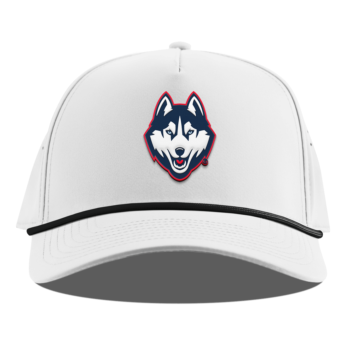 University of Connecticut "Huskies Mascot" Curved 5 Panel Rope White