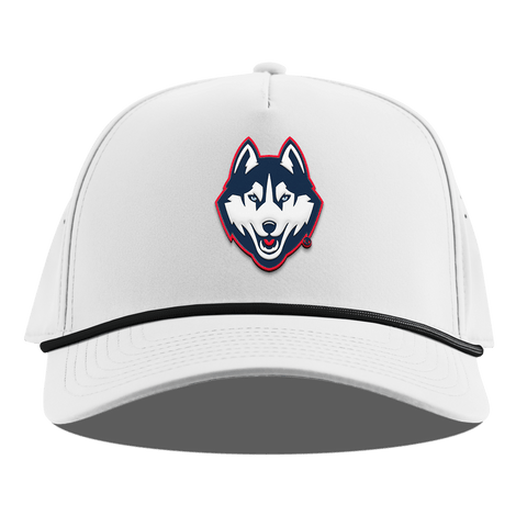 University of Connecticut "Huskies Mascot" Curved 5 Panel Rope White