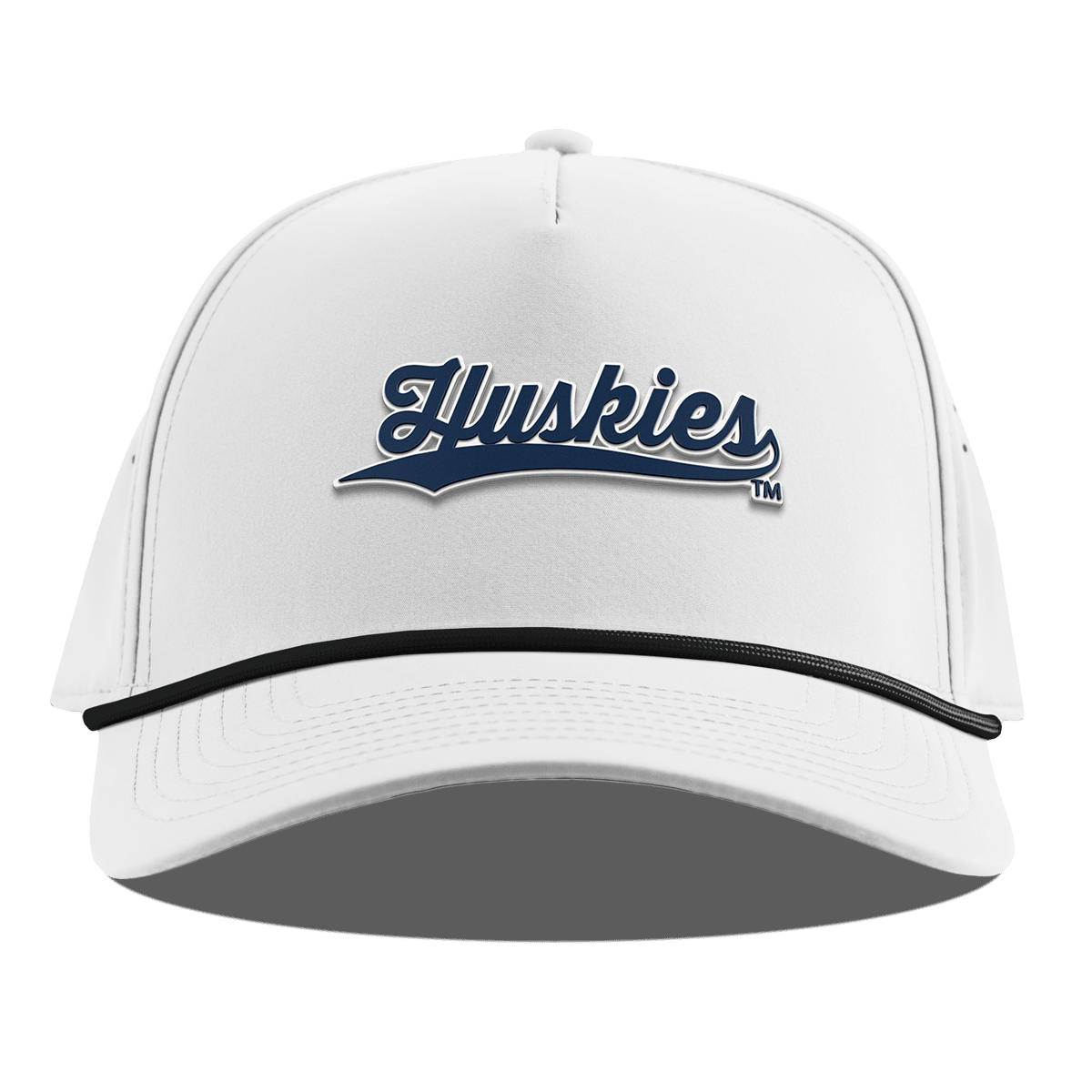 University of Connecticut "Huskies Script" Curved 5 Panel Rope White