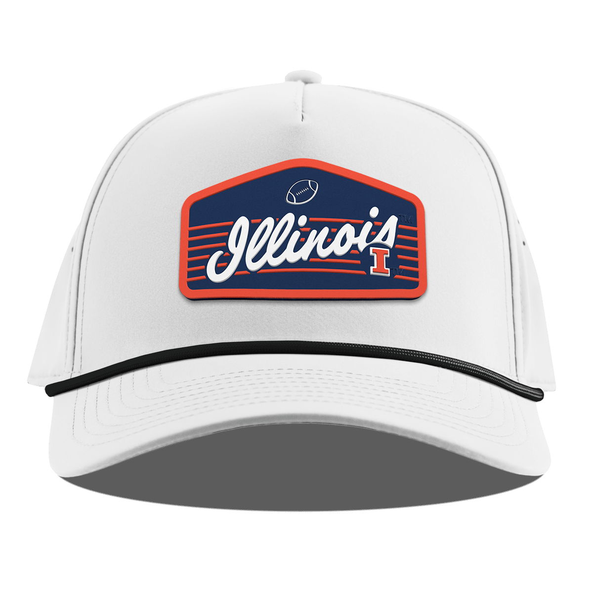 University of Illinois "Illini Football" Curved 5 Panel Rope White