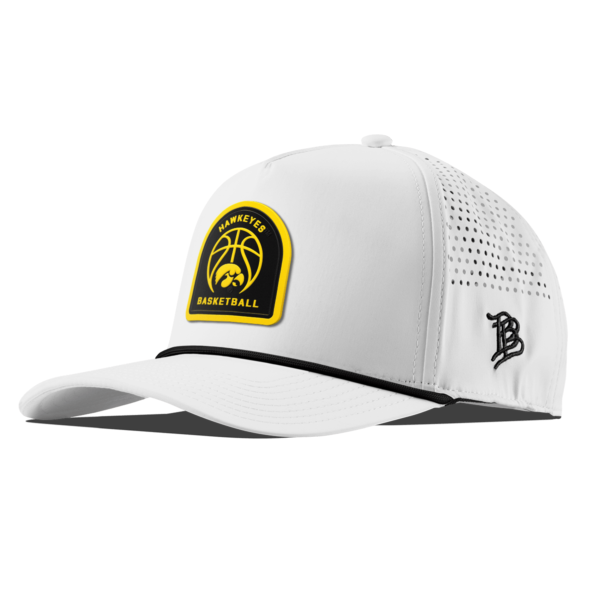 University of Iowa "Iowa Basketball" Curved 5 Panel Rope White
