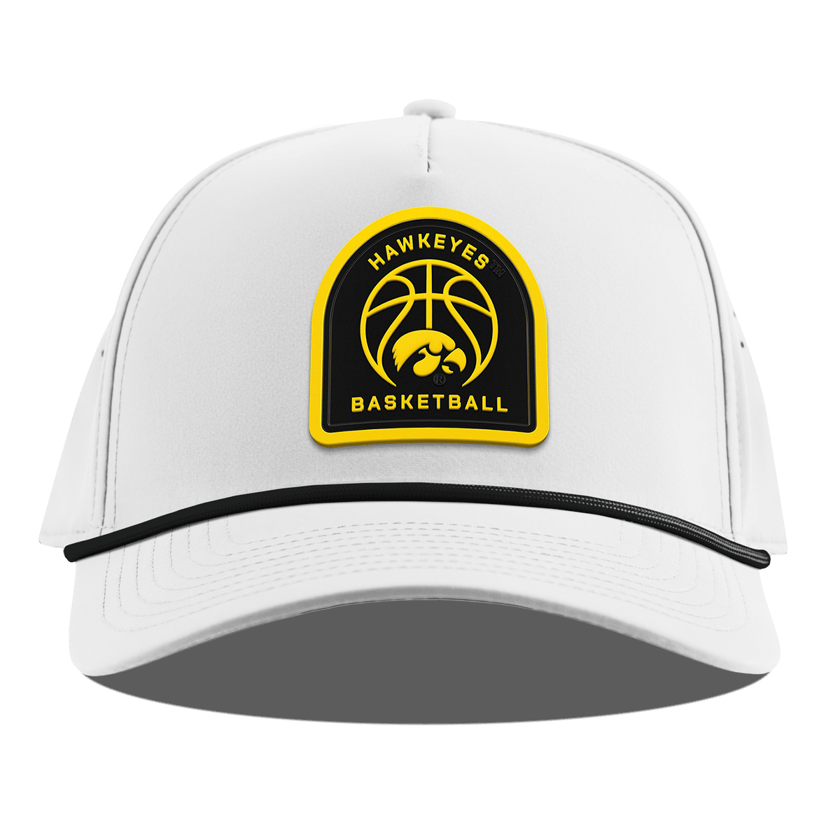 University of Iowa "Iowa Basketball" Curved 5 Panel Rope White