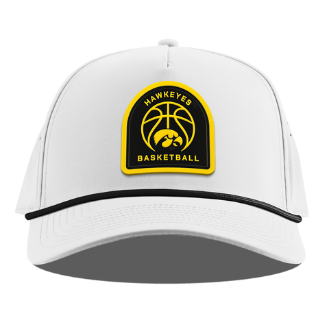 University of Iowa "Iowa Basketball" Curved 5 Panel Rope White