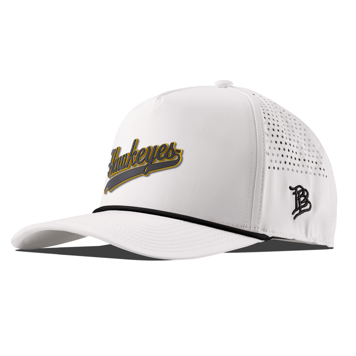 University of Iowa "Iowa Hawkeyes Script" Curved 5 Panel Rope White