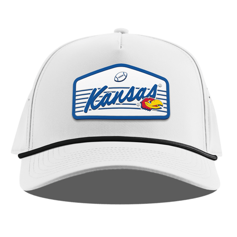 University of Kansas "Jayhawks Football" Curved 5 Panel Rope White