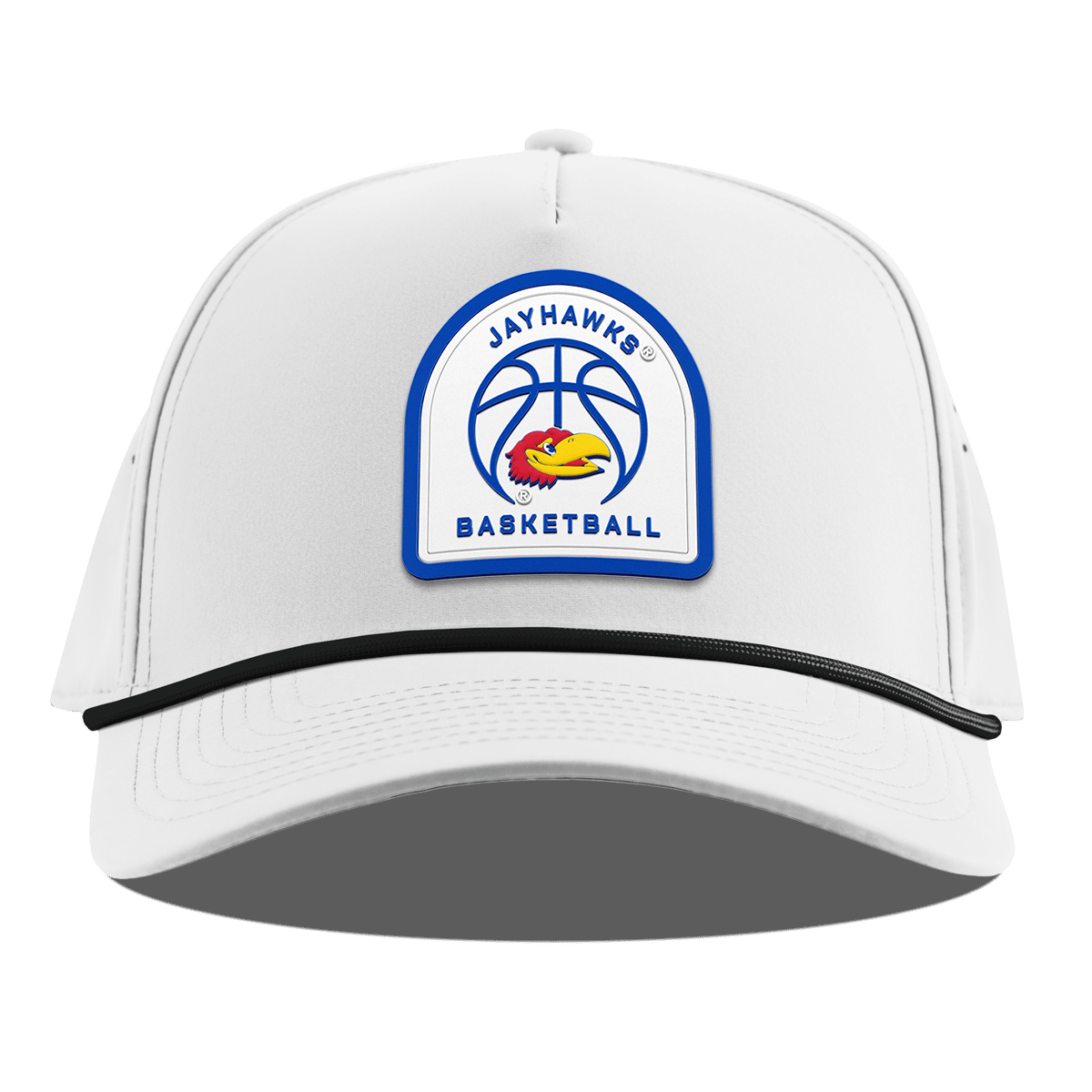 University of Kansas "Kansas Basketball" Curved 5 Panel Rope White