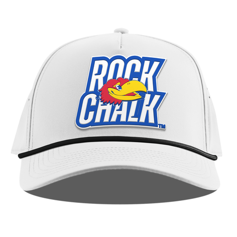 University of Kansas "Kansas Rock Chalk Block" Curved 5 Panel Rope White 