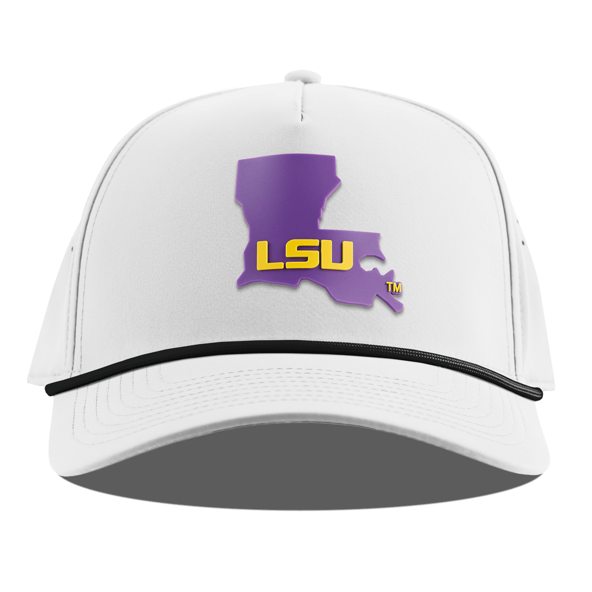Louisiana State University "LSU Purple State" Curved 5 Panel Rope White