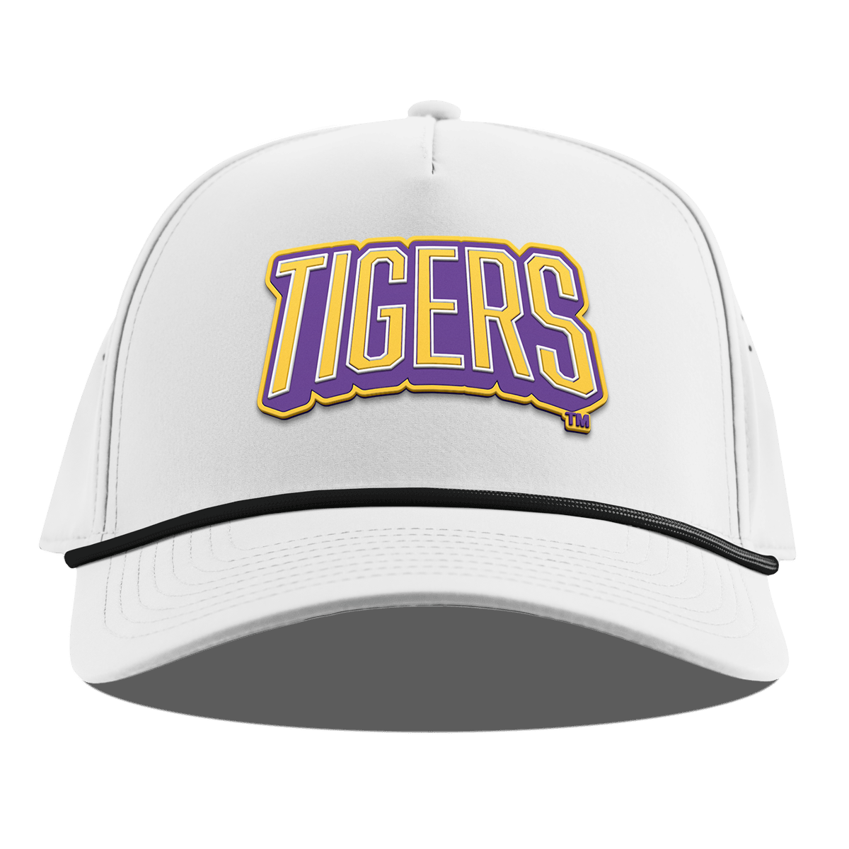 Louisiana State University "LSU Tigers Block" Curved 5 Panel Rope White