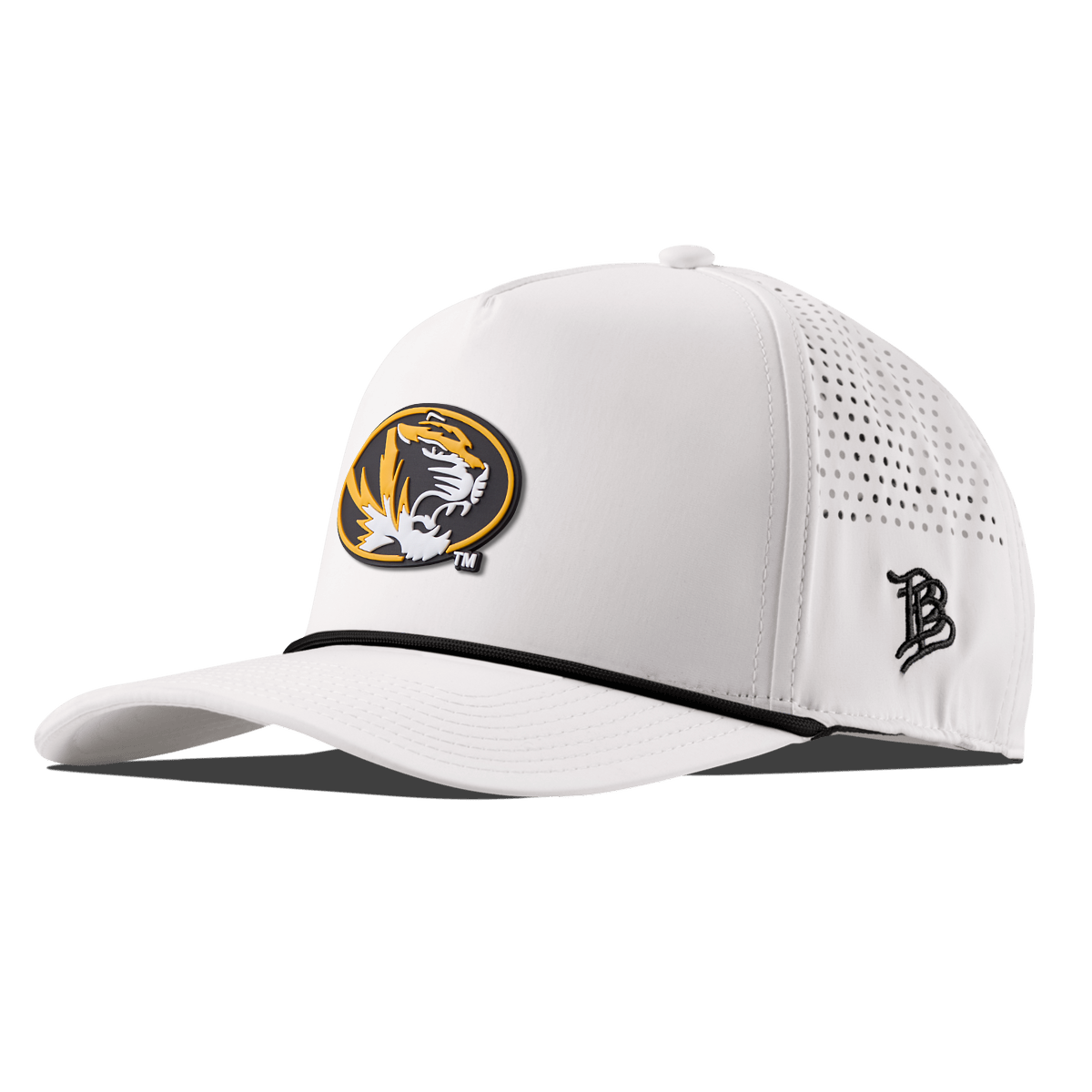 University of Missouri "Missouri Tigers Badge" Curved 5 Panel Rope White