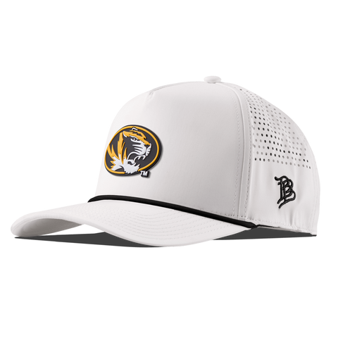 University of Missouri "Missouri Tigers Badge" Curved 5 Panel Rope White