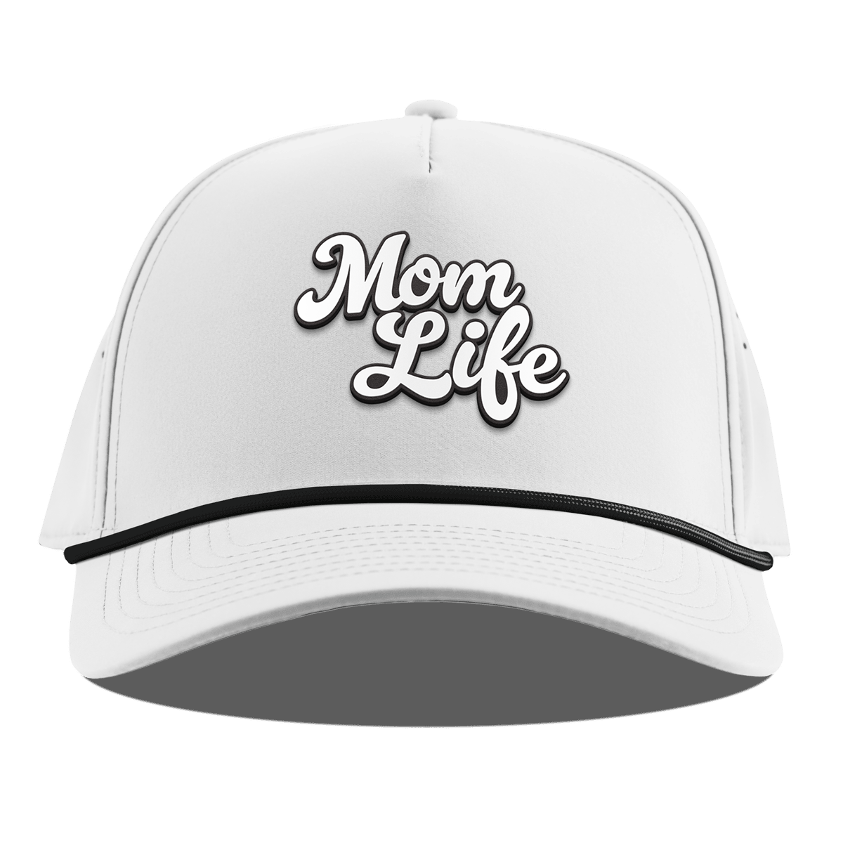 Mom Life Script Curved 5 Panel Rope White