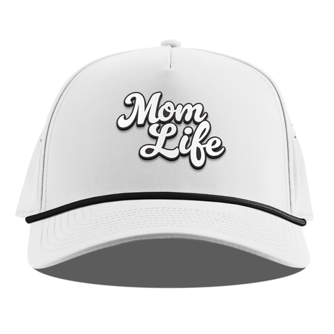 Mom Life Script Curved 5 Panel Rope White