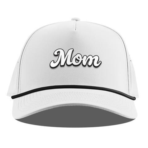 Mom Script Curved 5 Panel Rope White
