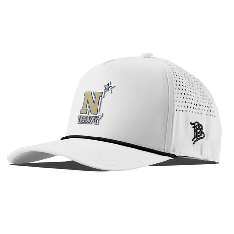 United States Naval Academy "Naval Academy Team Logo Gold" Curved 5 Panel Rope White
