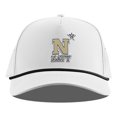 United States Naval Academy "Naval Academy Team Logo Gold" Curved 5 Panel Rope White