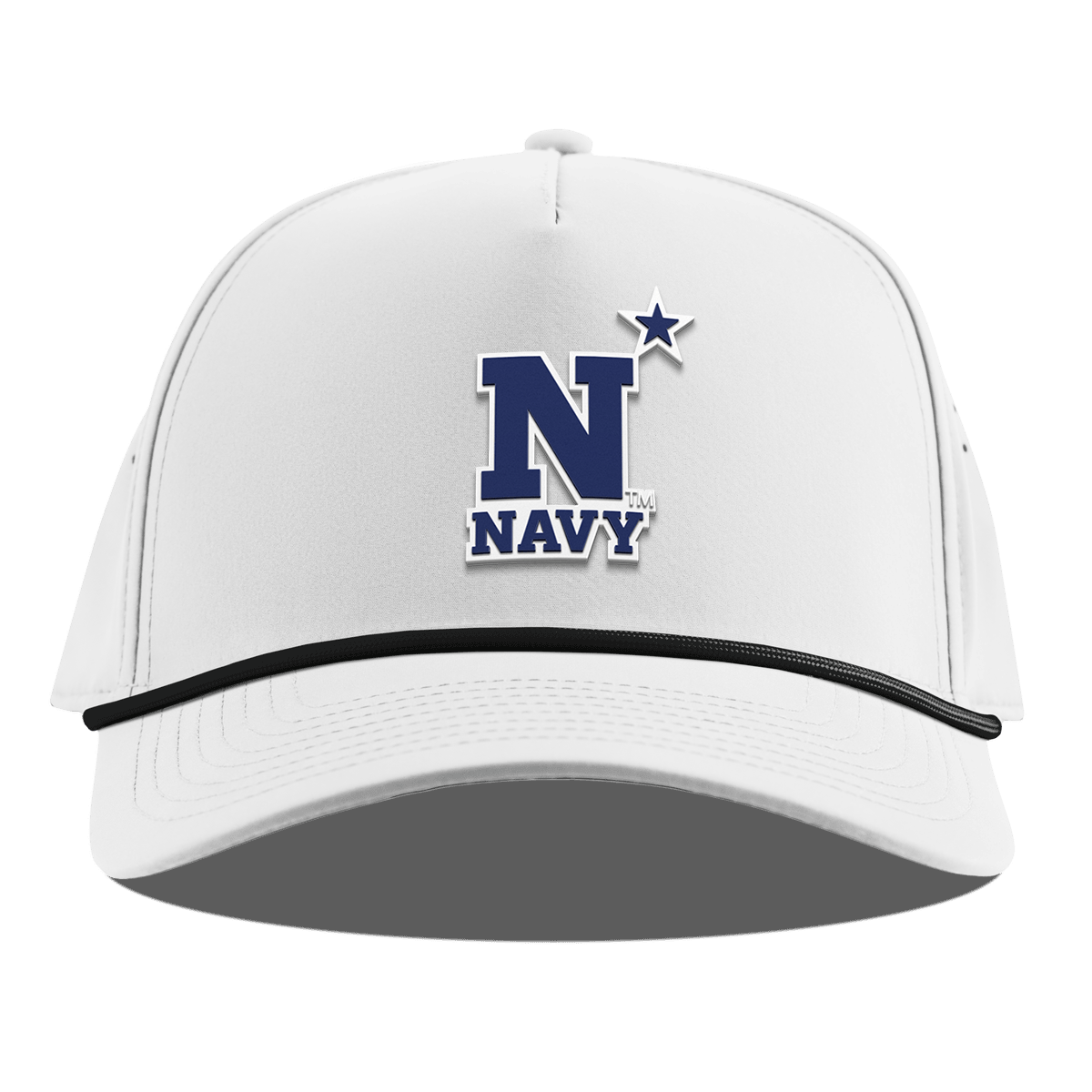 United States Naval Academy "Naval Academy Team Logo Navy" Curved 5 Panel Rope White