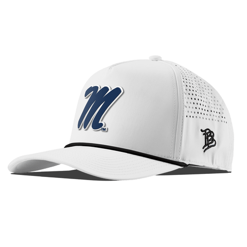 University of Mississippi "Ole Miss Block M Navy" Curved 5 Panel Rope White