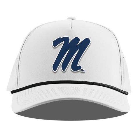University of Mississippi "Ole Miss Block M Navy" Curved 5 Panel Rope White