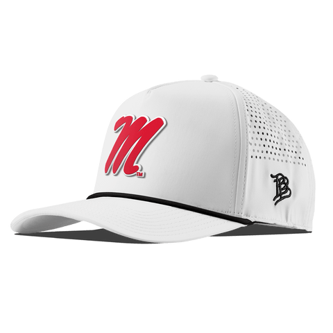 University of Mississippi "Ole Miss Block M Red" Curved 5 Panel Rope White