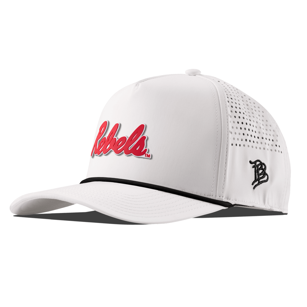 University of Mississippi "Ole Miss Crimson Rebels" Curved 5 Panel Rope White