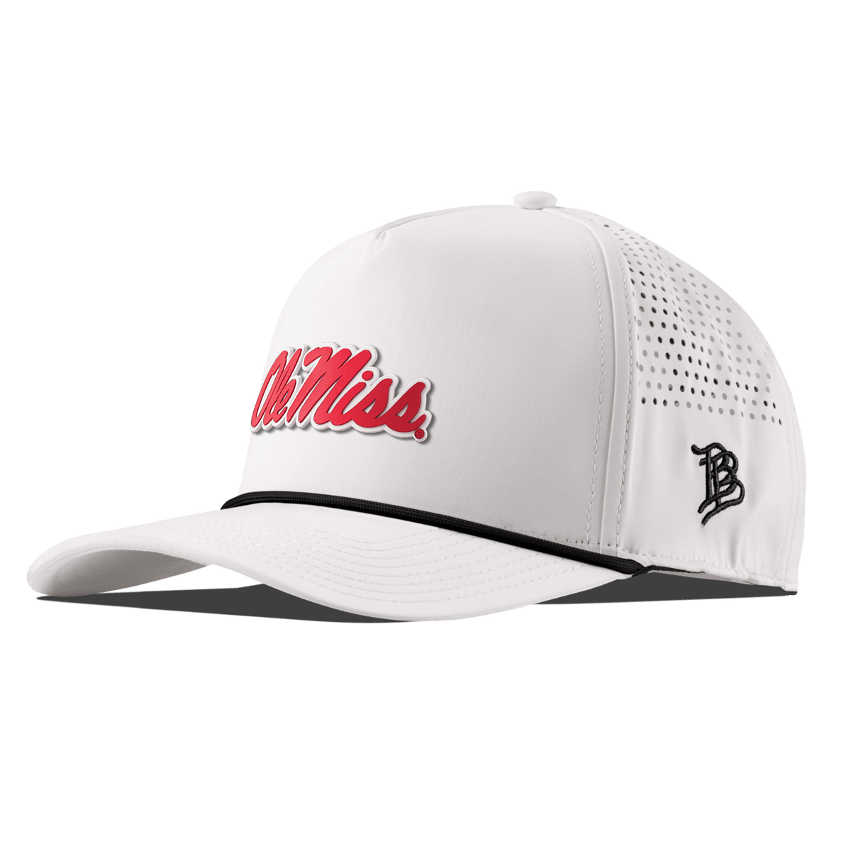 University of Mississippi "Ole Miss Crimson Script" Curved 5 Panel Rope White