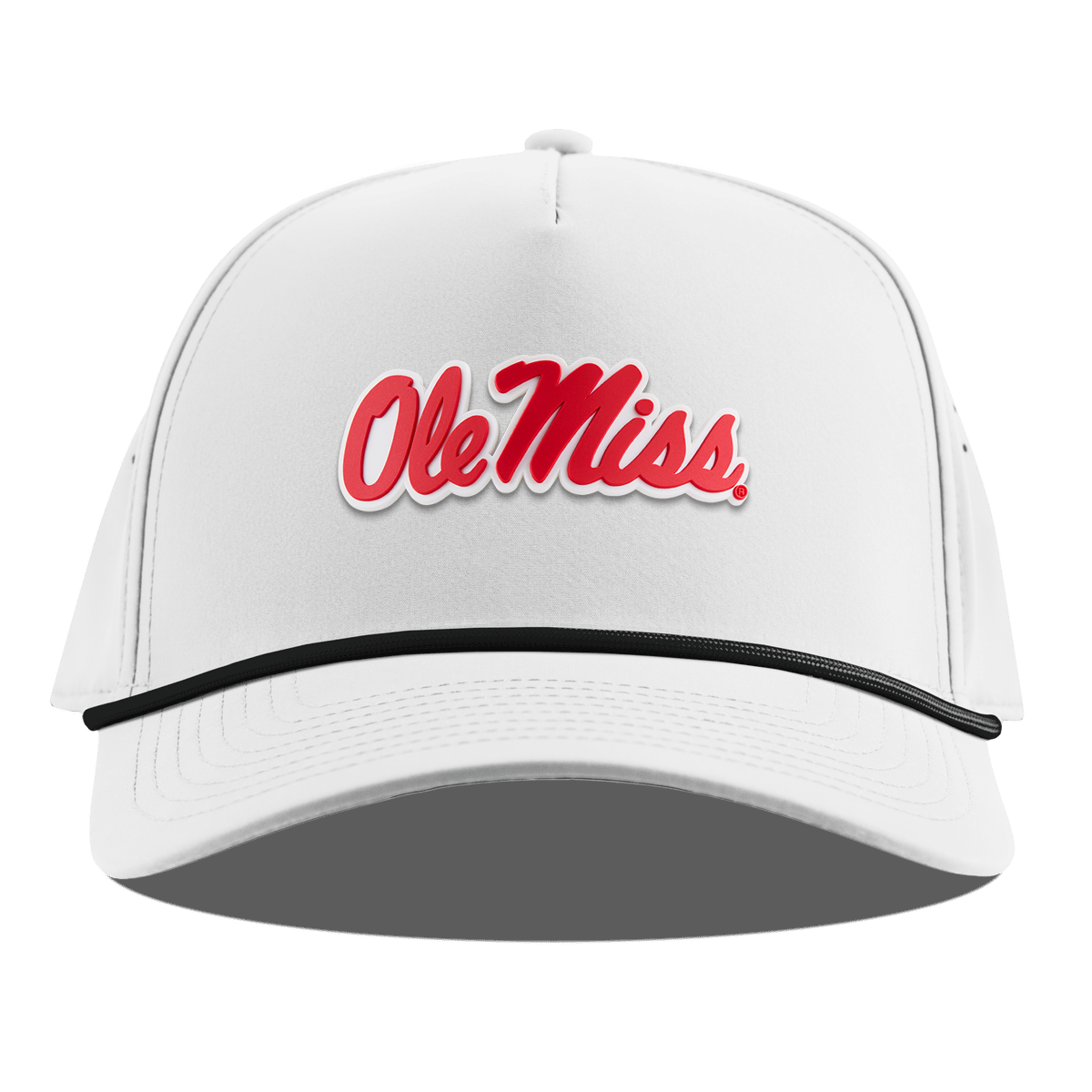 University of Mississippi "Ole Miss Crimson Script" Curved 5 Panel Rope White