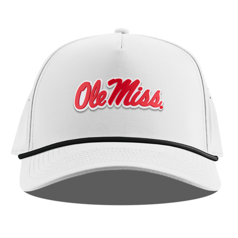 University of Mississippi "Ole Miss Crimson Script" Curved 5 Panel Rope White