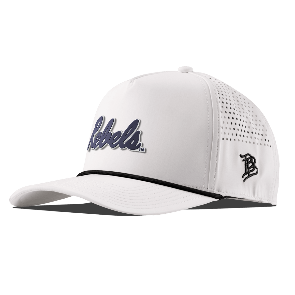 University of Mississippi "Ole Miss Navy Rebels" Curved 5 Panel Rope White