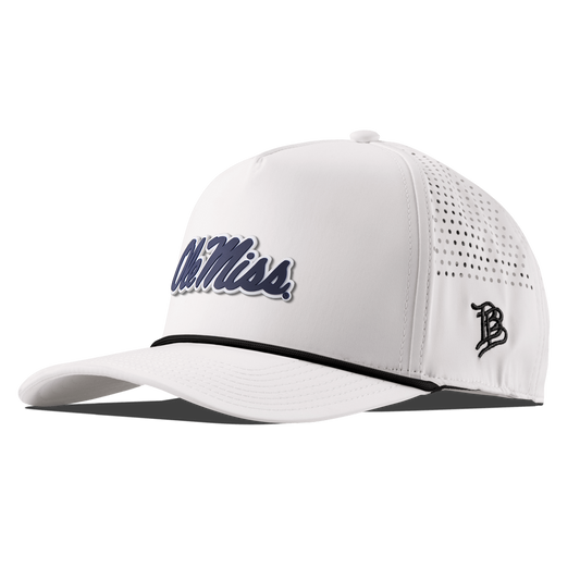 University of Mississippi "Ole Miss Navy Script" Curved 5 Panel Rope White