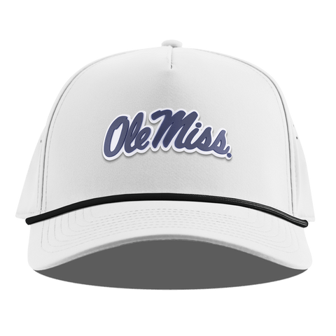 University of Mississippi "Ole Miss Navy Script" Curved 5 Panel Rope White