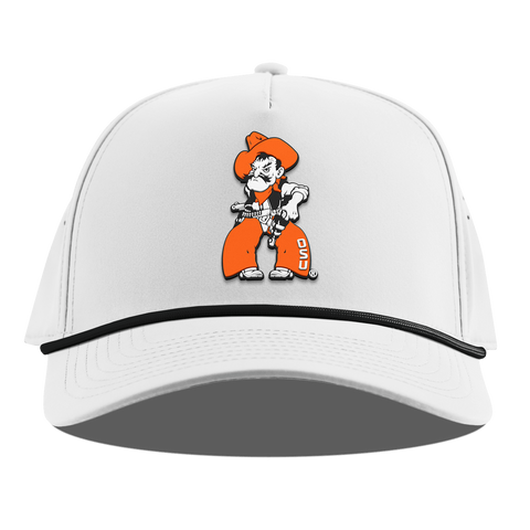 Oklahoma State University "Pistol Pete Quickdraw" Curved 5 Panel Rope White 