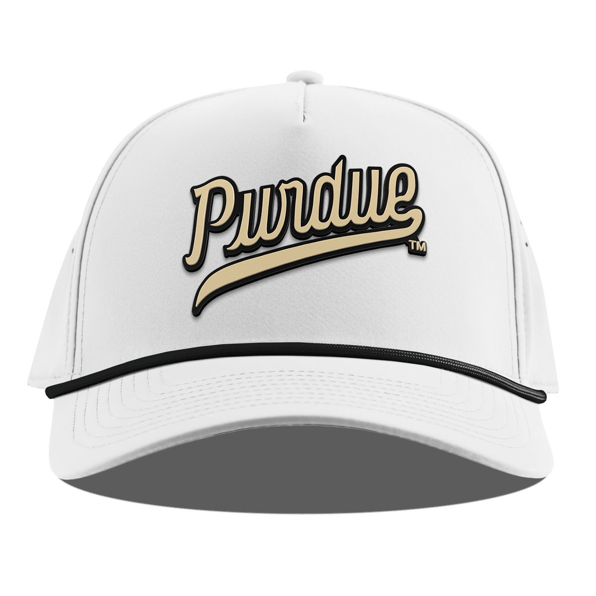 Purdue University "Purdue Script Gold" Curved 5 Panel Rope White