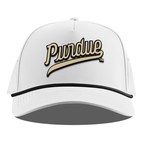 Purdue University "Purdue Script Gold" Curved 5 Panel Rope White