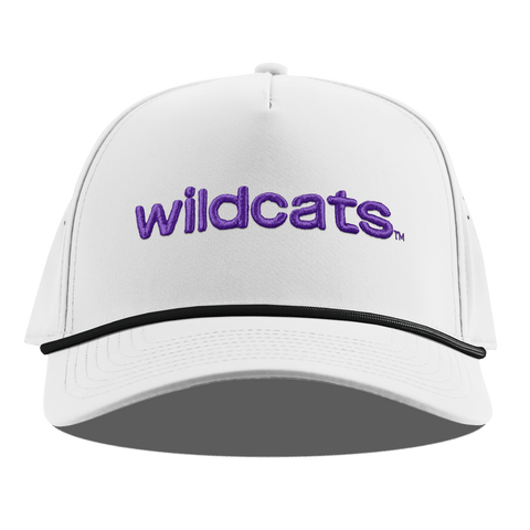 Kansas State "wildcats." Curved 5 Panel Rope White + Black Rope