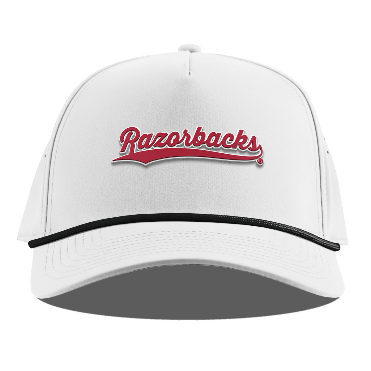 University of Arkansas "Razorback Script" Curved 5 Panel Rope White