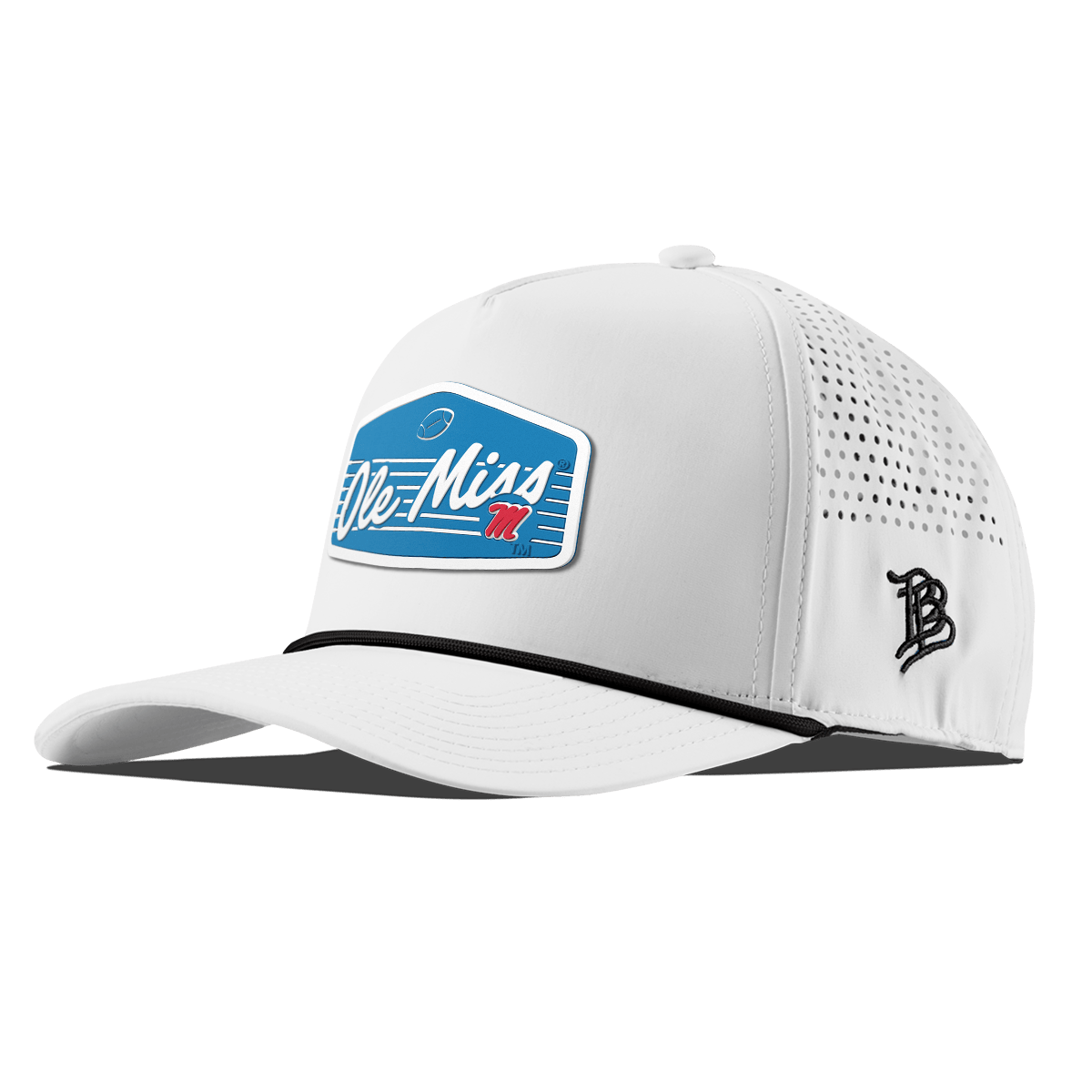 University of Mississippi "Rebel Football" Curved 5 Panel Rope White