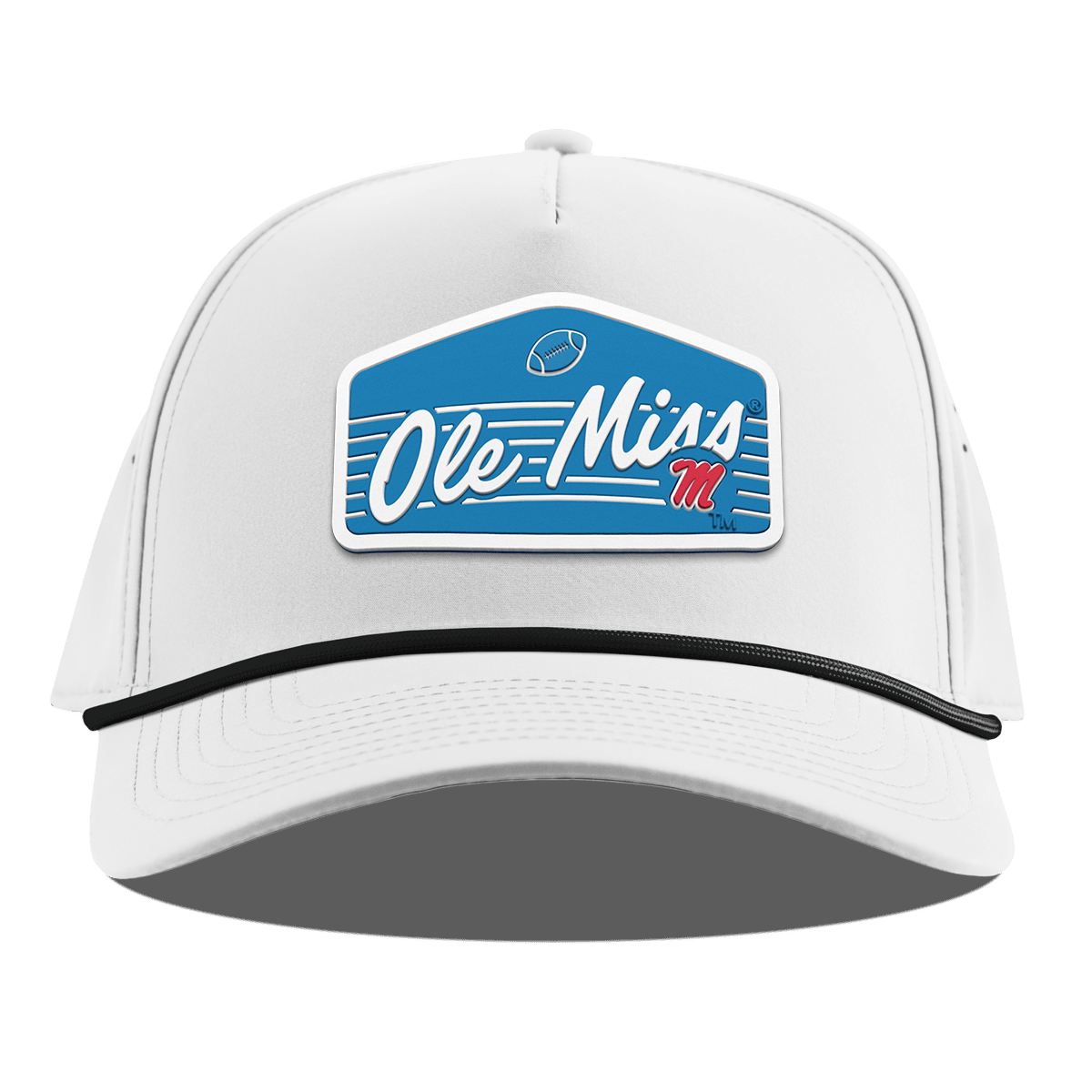 University of Mississippi "Rebel Football" Curved 5 Panel Rope White