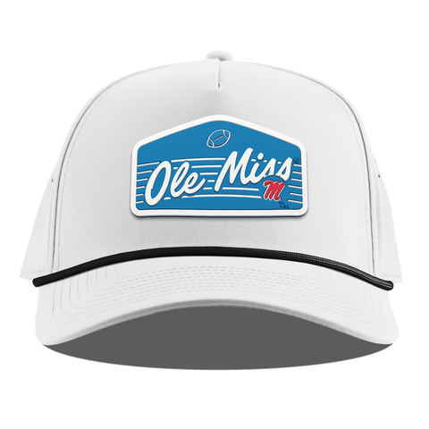 University of Mississippi "Rebel Football" Curved 5 Panel Rope White