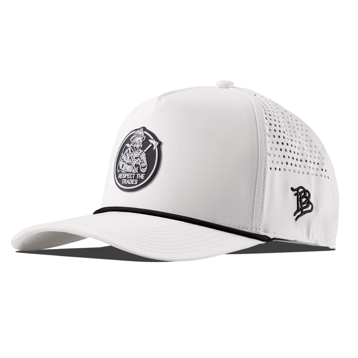 Respect The Trades Firefighter Curved 5 Panel Rope White