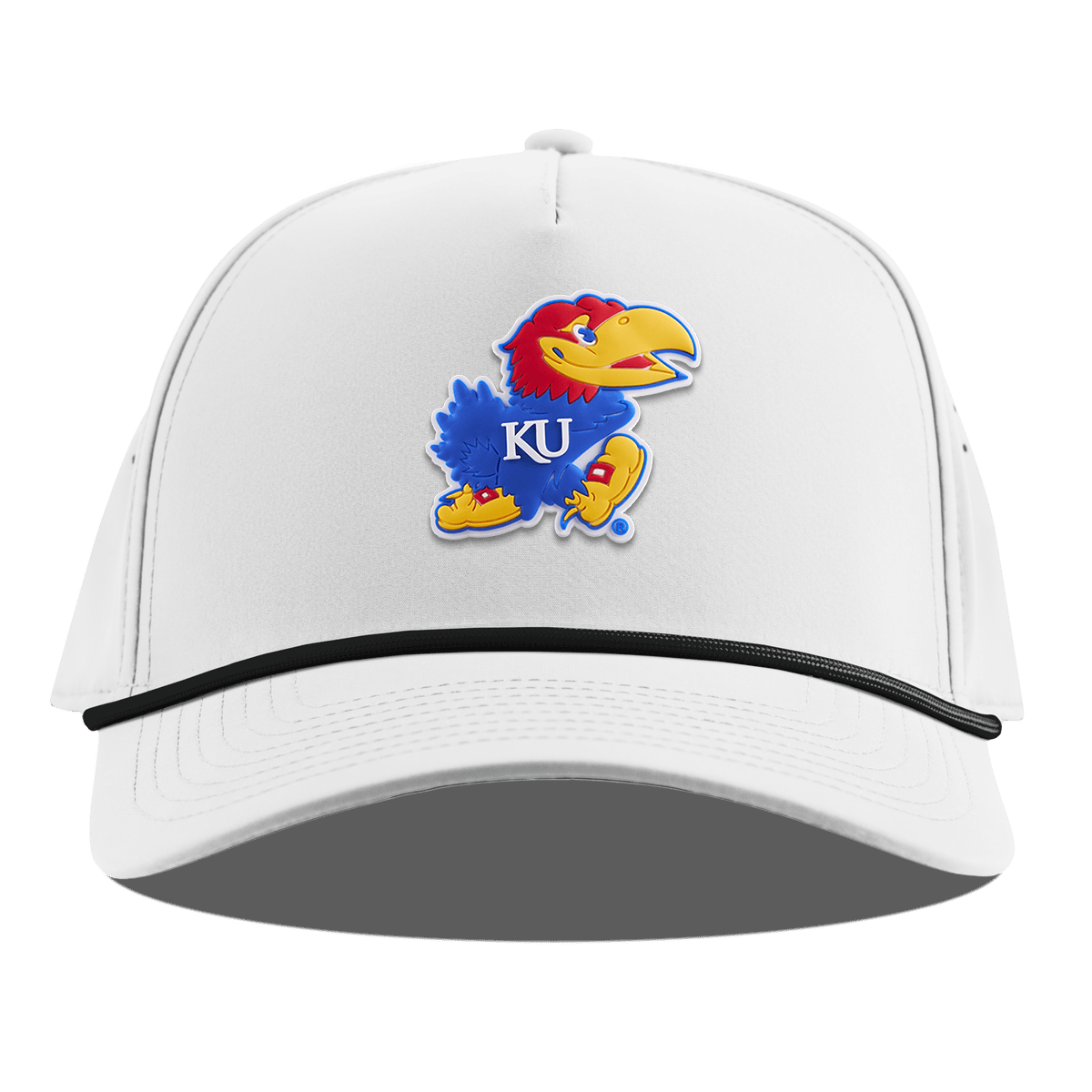 University of Kansas "Rock Chalk Jayhawk" Curved 5 Panel Rope White