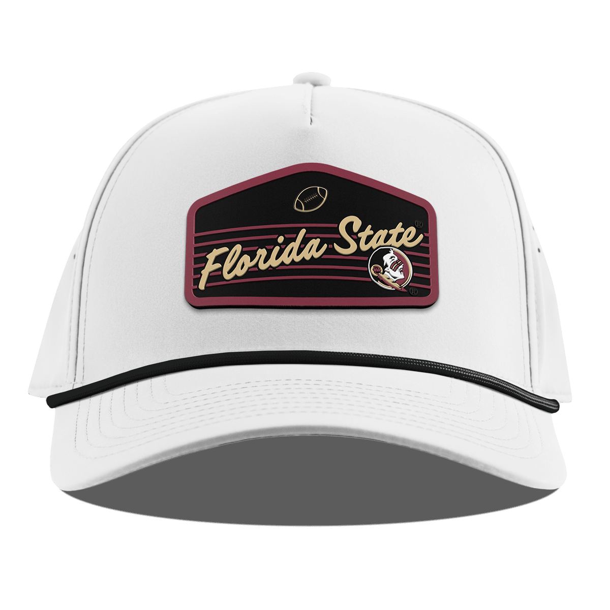 Florida State University "Seminole Football" Curved 5 Panel Rope White