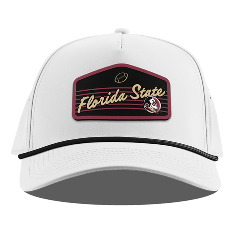 Florida State University "Seminole Football" Curved 5 Panel Rope White