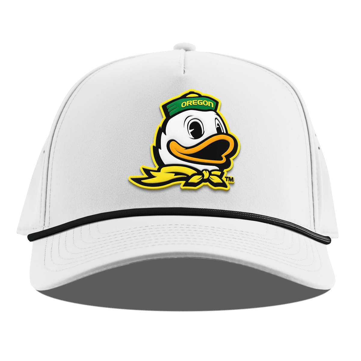University of Oregon "The Duck" Curved 5 Panel Rope White + Kelly Green Rope