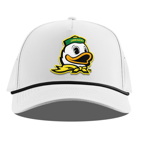 University of Oregon "The Duck" Curved 5 Panel Rope White + Kelly Green Rope