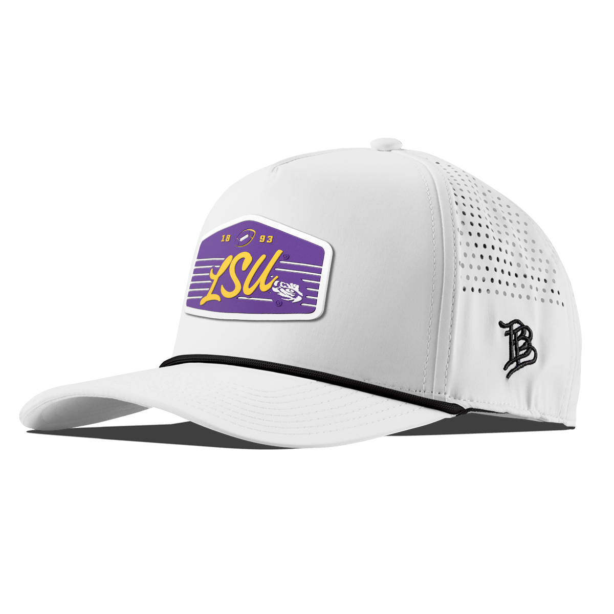 Louisiana State University "Tigers Football" Curved 5 Panel Rope White